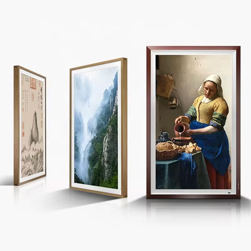 Matte Anti-Glare Solid Wood Digital Photo Video Frame 21.5-86 Inch 4K FHD Display Wi-Fi Playback