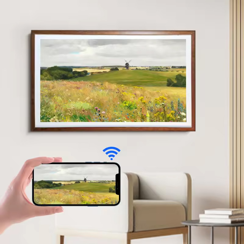 4K Digital Picture Frame 43 50 55 Inch Wooden Frame Wifi Android Smart Cloud