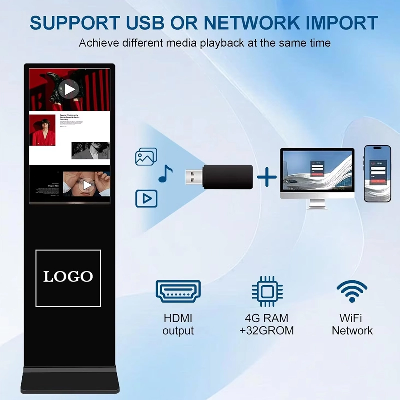 4K LCD Touch Screen Floor Standing Media Player Custom for Advertising-11