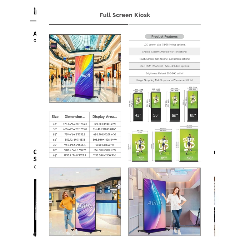 4K LCD Touch Screen Floor Standing Media Player Custom for Advertising-14