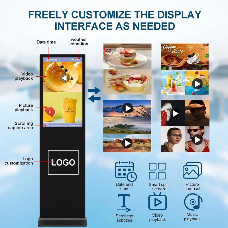 4K LCD Touch Screen Floor Standing Media Player Custom for Advertising-9