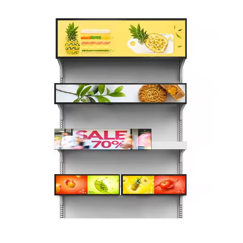 Customized 43 Inch Supermarket Utra Wide Strip Shelf Edge Advertsing Digital Signage Stretched Bar LCD Display Touch Screen-2