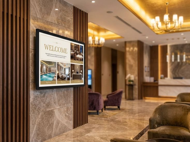Android digital signage display in a modern retail store